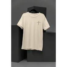 Men's Streetwear T-Shirt 100% Premium Cotton Jesus Love You Men's Shirt - 米色 - 查看 2