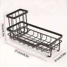 1pc Kitchen Sink Sink Holder, Kitchen Sink Sponge Holder, Kitchen Sink Sink Sink Holder And Storage Cabinet With High Brush Holder, Anti-Rust With Clapboard, Stainless Steel Kitchen Gadget Dish Sponge Organizer