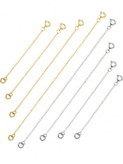 New Stainless Steel 18K Gold Plated Extension Chain, 1~4pcs Stainless Steel Extension Chain, Double-Ended Stainless Steel Spring Buckle, High Quality Stainless Steel And Craftsmanship - Hypoallergenic - Durable, Perfect For Extending Necklaces, Bracelets, Anklets, And Various DIY Jewelry Making, Adjustable To 2in~5in