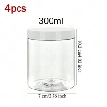 4pcs 7cm Diameter Plastic Storage Bottles With Lids, Paint/Cream/Mask Jars, Eye Cream/Face Cream Bottles, PET Transparent Sampling Containers For Cosmetics - White - View 18
