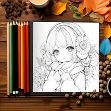 黄色动漫花仙子着色书 - 1 本 25 页独特页面，升级厚纸，减压着色书，提高创造力和注意力，非常适合圣诞节礼物 - 黃色可愛女孩 - 查看 10