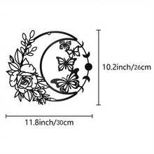 1 PC 30x26cm Mặt trăng Bướm Hoa Kim loại Trang trí tường, Phong cách mờ Treo tường Trang trí Hình bóng Nghệ thuật treo tường cho Nhà Vườn Khách sạn Văn phòng Trang trí lễ hội tường - màu đen - Xem 2