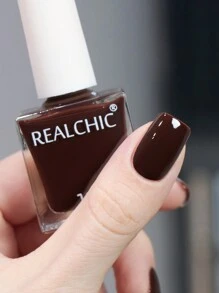 REALCHIC 10毫升/瓶 巧克力棕色水性指甲油，快干，持久，可撕拉，适合女性和女孩的美甲艺术，秋冬季颜色，节日礼物 - 巧克力棕 - 查看 2
