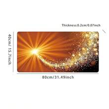 金色光芒鼠标垫闪光星星大号桌垫办公桌配件带缝边防滑鼠标垫橡胶底座桌垫 35.4x15.7 英寸适用于家庭办公室礼物送给朋友女士 - 彩色 - 查看 8