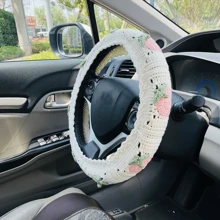 onEternal Handmade Crochet Strawberry Steering Wheel Cover And Seat Belt Cover Car Decor Set Interior Decoration - 均碼 - 查看 4