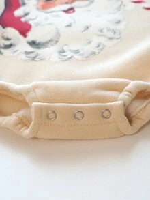 Baby Boy Girl Christmas Bodysuits Cute Warm Velvet Autumn Winter Print Beige Bodysuit Clothes Baby Outfit - Beige - View 3