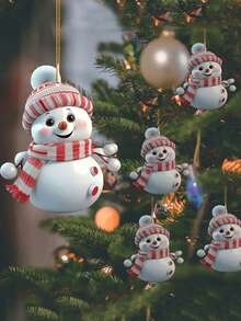 1 件/5 件可爱圣诞雪人挂饰，适用于圣诞节、新年、圣诞树装饰、生日、婚礼、庆祝活动、亚克力 - 彩色 - 查看 3