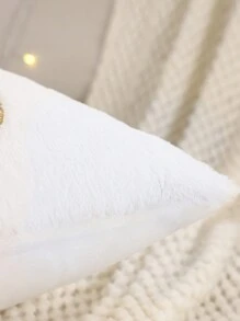 Miater 1 件亮片刺绣驯鹿圣诞装饰抱枕套，柔软毛绒，适合客厅和卧室，秋冬季 - 杏色 - 查看 10