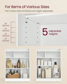 VASAGLE Bathroom Cabinet, Slim Bathroom Storage Cabinet, Toilet Paper Holder And Brush Compartment, Sliding Doors, Adjustable Shelves, Next To Toilet, 7.9 X 23.6 X 31.5 Inches - trắng - Xem 5