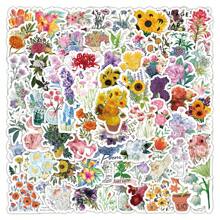 100 张复古花卉贴纸 - 耐用防水乙烯基，具有独特的美学设计 - 非常适合个性化水瓶、电脑、笔记本、行李箱、手机、笔记本电脑、自行车和滑板 - 彩色 - 查看 7