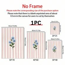 1 件腮红条纹极简花卉艺术印刷品、墙壁艺术、时尚装饰、抽象复古绘画、英式花园、花卉、小屋、帆布墙壁海报、墙壁海报墙壁艺术装饰壁画、家居装饰、海报艺术、卧室客厅走廊装饰 - 彩色 - 查看 3