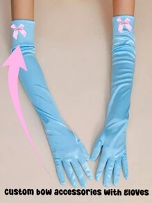 1 pezzo Fiocco decorativo personalizzato + 1 paio di guanti colorati per matrimoni e feste, ideali per occasioni formali in inverno