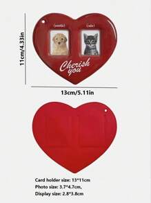 1 件红色/黑色 PVC 时尚简约心形适合学生情侣日常使用礼物送给女朋友妈妈儿童钱包带零钱包钥匙扣配件女士钥匙链冬季礼物送给女士猫情人节 - 彩色 - 查看 8