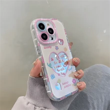 Mirror Elements Shockproof Fashion Phone Cases Fashion Mirror Heart Element Mirror Phone Case Can Be Used As A Makeup Mirror Compatible With Iphone 16/7/8/11/12/13/14/15/X/XR/Xs/Plus/Pro/Pro Max/SE2 Waterproof Shockproof Anti-Fall Anti-Scratch Birthday Gift Party - silver[0] - View 4
