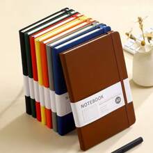 A5 Faux Leather Binding Business Notebook, Hard Cover Journal With Elastic Band Back To School