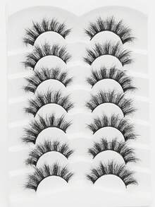 睫毛 7 对无胶，可重复使用的自然假睫毛蓬松柔软凌乱戏剧性 3D 貂眼多层睫毛膏短而浓密的假睫毛散装假睫毛黑色细长睫毛化妆品交叉婚礼派对和俱乐部日常工作会议自然假睫毛舒适佩戴耐用卷眼交叉手工制作批发配件套装角色扮演交叉假睫毛 - 濃密款 - 查看 5