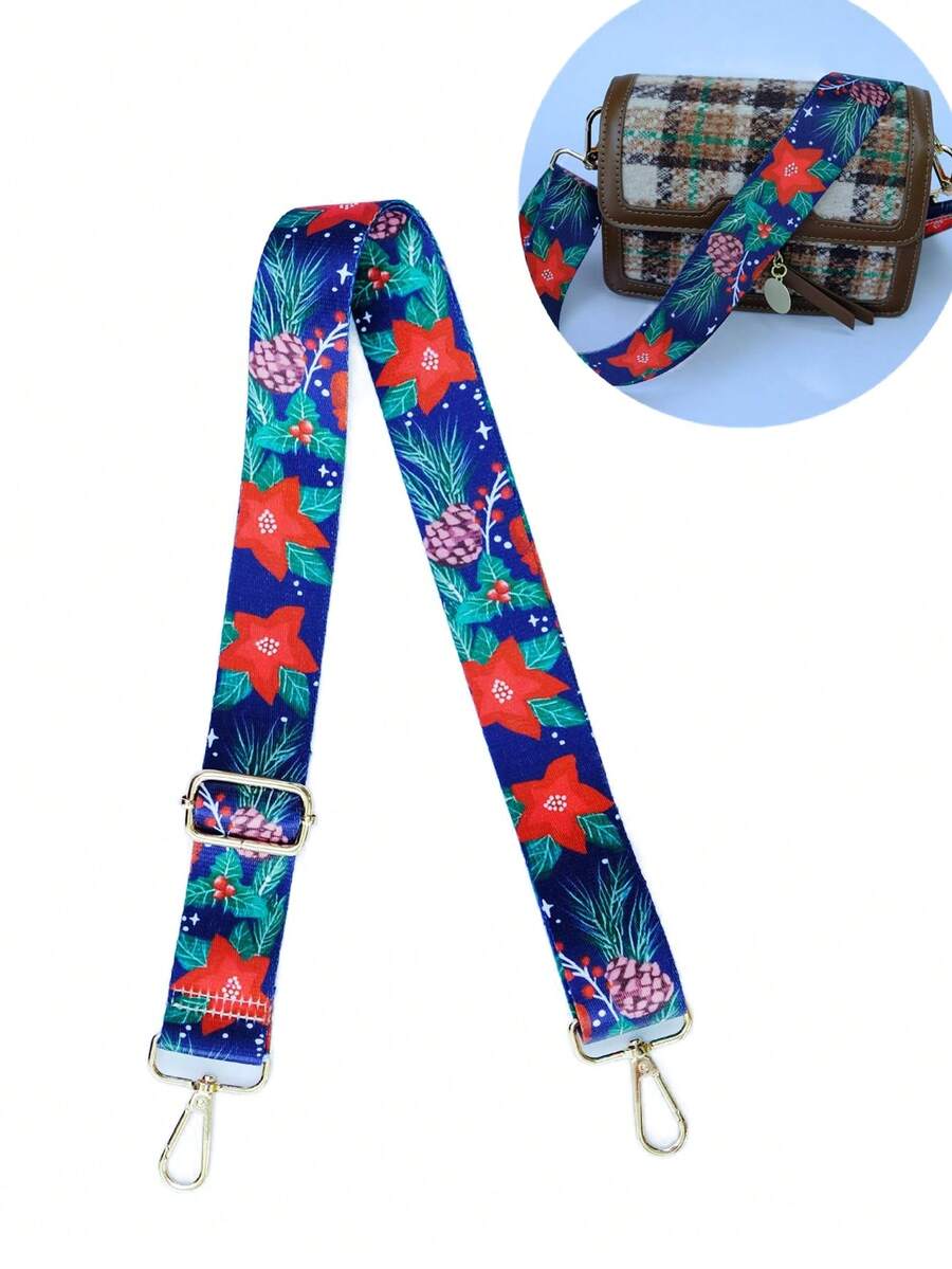 圣诞图案包带宽肩带斜挎包包带替换节日旅行配件圣诞礼物礼物感恩节复古 - 彩色 - 查看 1