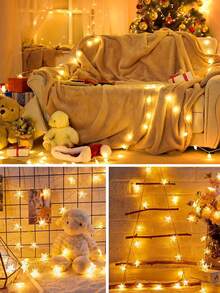 星形灯串电池供电 - 10 个 LED 星形仙女灯串带定时器，防水，适用于室内卧室帐篷阁楼床露台派对婚礼装饰，暖白色 - 彩色 - 查看 5