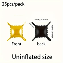 25 Stücke bunte quadratische Folienballons mit doppelseitigen Bändern - wiederverwendbar, einfach zu befüllende Party-Dekorationen, geeignet für Hochzeiten, Geburtstage, Valentinstag usw.