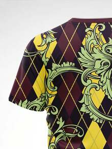 时尚男士图案 T 恤 舒适时尚的男士服装 - 綠色 - 查看 5