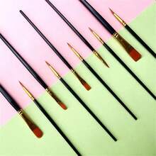 10 件套可水洗画笔套装，适用于丙烯画、水粉画和油画 - 塑料手柄 - 彩色 - 查看 4