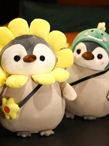 約25公分卡哇伊企鵝毛絨玩具可愛企鵝轉身恐龍向日葵毛絨軟體動物抱枕可愛生日禮物情人節禮物 - 黃色 - 查看 4