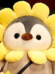 約25公分卡哇伊企鵝毛絨玩具可愛企鵝轉身恐龍向日葵毛絨軟體動物抱枕可愛生日禮物情人節禮物 - 黃色 - 查看 5
