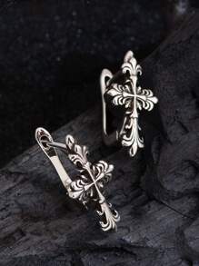 1 Pair Patterned Cross Design Earrings, Elegant Fashion For Women Daily Wear - Earrings - View 2