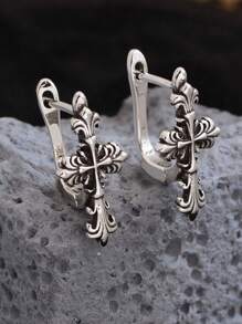1 Pair Patterned Cross Design Earrings, Elegant Fashion For Women Daily Wear - Earrings - View 4