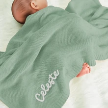 刺绣姓名毯、个性化婴儿毯、定制姓名毯、针织婴儿姓名毯、婴儿车毯、婴儿洗澡礼物可水洗舒适、温暖、舒适定制、独特、个性化的理想礼物多功能、精致、时尚、独特、情人节、婚礼、乔迁之喜