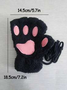 4 件毛绒黑猫/白猫/灰兔/白兔角色扮演配饰套装，包括毛绒猫耳头带、手套、带铃铛的项链、兔耳头带、蝴蝶结和兔嘴和尾巴装饰 - 万圣节派对服装 - 彩色 - 查看 4