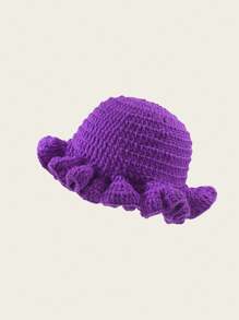 1pc Women's Y2K Style Handmade Crochet Ruffled Knit Hat, Hollow Out Knitted Bucket Hat, Suitable For Daily Wear, Photography, Party, Picnic, Outdoor, Autumn/Winter, Valentine's Day - A - View 25