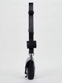 1 chiếc túi đeo chéo vuông PU màu trơn, thích hợp cho phụ nữ sử dụng hàng ngày - màu đen - Xem 2