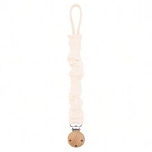 1pc Baby Infant Crinkly Fabric Stylish Print Pacifier Clip And Wooden 3-Slot Pacifier Holder, For Daily Use - Multicolor - View 24