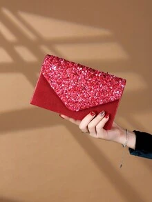 多功能树脂水钻迷你手拿包晚宴包非常适合派对、婚礼、舞会、晚宴/宴会，搭配婚纱、礼服、舞会礼服、生日礼服 - 紅色 - 查看 1