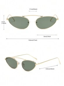 1 件女士个性化金属小框椭圆形复古经典简约三角形街头风格欧美嘻哈百搭户外海滩跑道度假旅行时尚眼镜百搭秋冬女装衣服商务休闲礼品海滩配饰女士时尚眼镜墨镜 - 彩色 - 查看 2