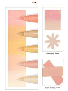 Soft-Head Skin Color Acrylic Marker Waterborne Odorless 12 Color /24 Color/Flesh Color Body Painting Washable Painting Pen Professional Multi-Color Painting Graffiti Marker - Multicolor - View 6