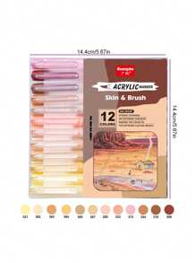 Soft-Head Skin Color Acrylic Marker Waterborne Odorless 12 Color /24 Color/Flesh Color Body Painting Washable Painting Pen Professional Multi-Color Painting Graffiti Marker - Multicolor - View 7
