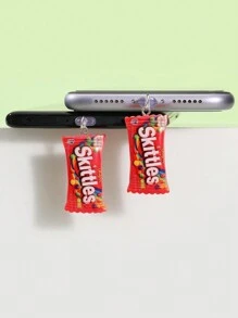 New Fake Candy Snack Food Miniatures Resin Phone Dust Plug Charm, Rainbow Color Phone Charging Port Dust Cover Decor, Couple Phone Dust Plug Accessory