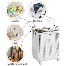 Senmeo 1 件可折叠洗衣篮，透气设计，适用于大型洗衣篮，宽敞的带轮滚动储物篮，多功能收纳袋，非常适合脏衣服和杂物整理洗衣篮、洗衣篮、浴室收纳袋、篮子、储物篮、可折叠洗衣篮，返校