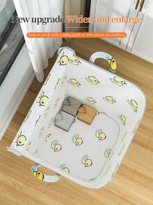 1PC 床上用品收纳袋 大容量衣物收纳袋 玩具收纳袋 杂物收纳袋 柜顶收纳袋 床底收纳袋 后备箱收纳袋 双向合金拉链 可折叠可洗 加宽手柄 柔韧面料 适用于居家床上用品收纳、衣物收纳、杂物收纳 - 白色 - 查看 4