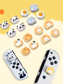 2 个可爱硅胶操纵杆帽兼容 Switch/OLED/Lite Joycon、Panda Switch OLED 按钮帽防滑 Joycon 握把盖 NS 配件 - 彩色 - 查看 8