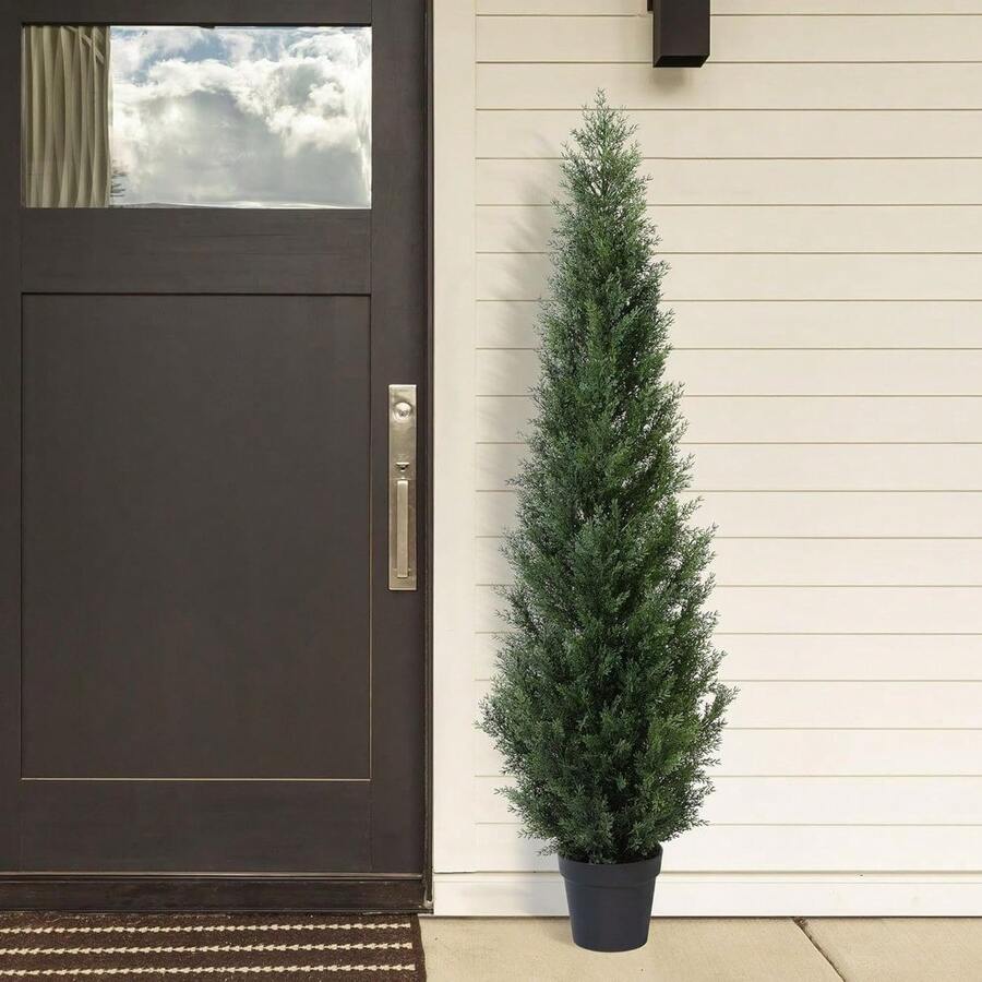 CROSOFMI Artificial Outdoor Plants. 95 Cm Fake Cedar Tree. Large Faux