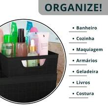 Kit 3 Stackable Plastic Organizer Baskets 2 Liters Kitchen Bathroom Kitchen - Azul Marino - Ver 2