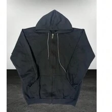 Sweatshirt Open Blouse With Zipper And Hood Cold Winter Plain Coat - Xám - Xem 3