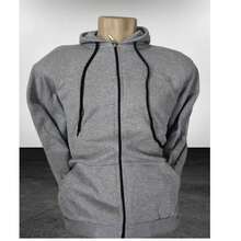 Sweatshirt Open Blouse With Zipper And Hood Cold Winter Plain Coat - Xám - Xem 1