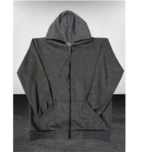 Sweatshirt Open Blouse With Zipper And Hood Cold Winter Plain Coat - Xám - Xem 2