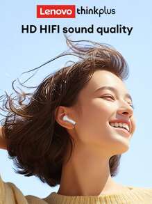 Lenovo 联想 LP2pro 蓝牙无线耳塞，半入耳式 Hi-Fi 立体声，麦克风，可用于通话、游戏、音乐、运动，电池续航时间长，兼容智能手机、电脑、平板电脑 - 白色 - 查看 7