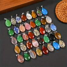 15/20/30pcs Natural Stone Charm Pendant, Various Styles Like Teardrop & Heart Shape, Suitable For Jewelry Making Valentines