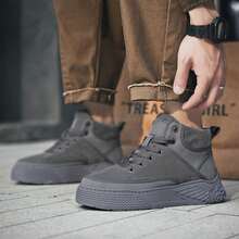 Giày thể thao nam đế dày màu trơn thiết kế đơn giản thời trang đa năng thường ngày - Xám - Xem 5